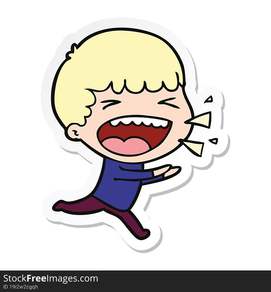 Sticker Of A Cartoon Laughing Man