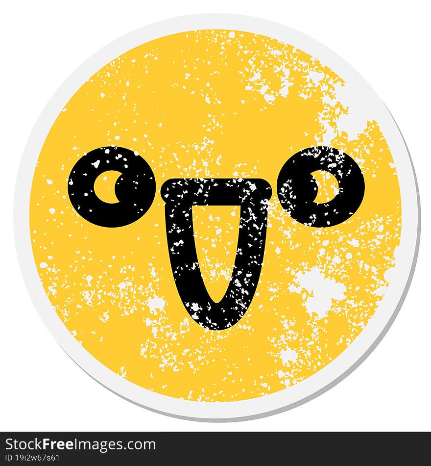 cute happy cross eyed face circular sticker