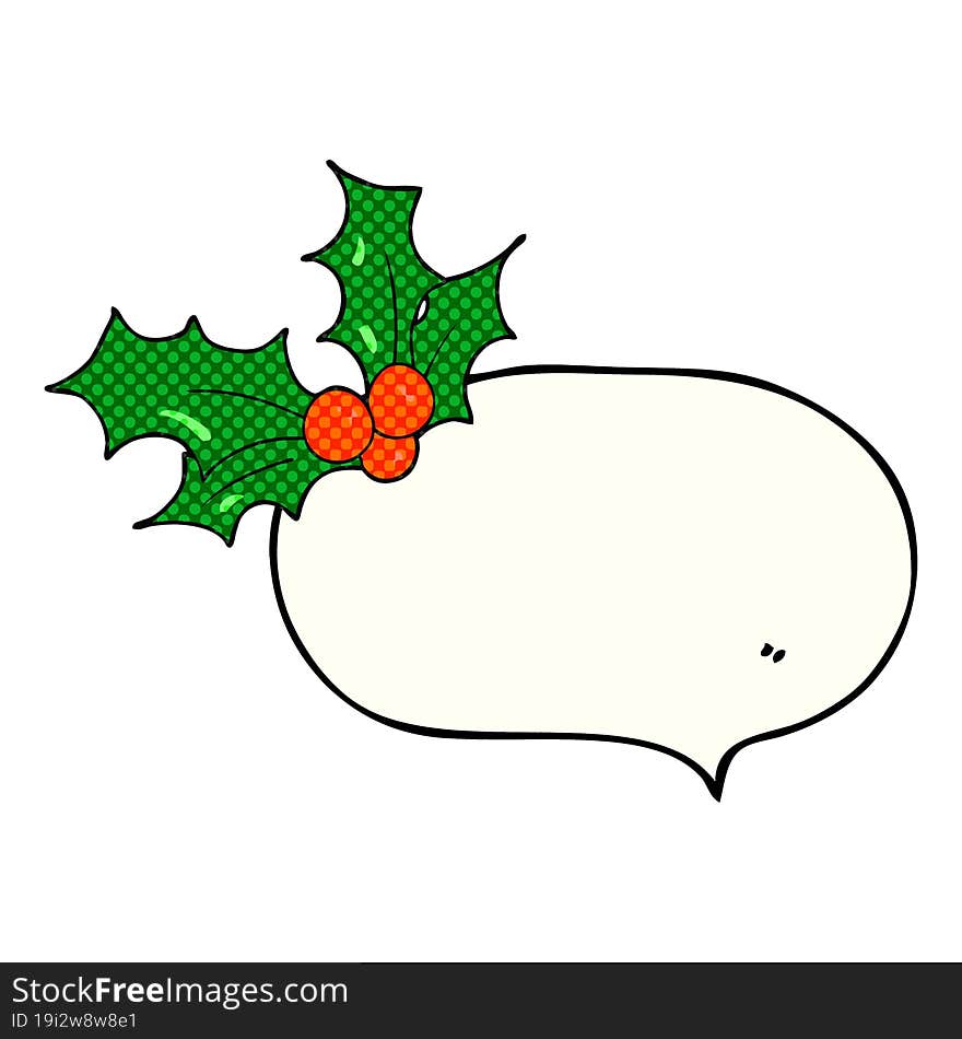 comic book speech bubble cartoon christmas holly