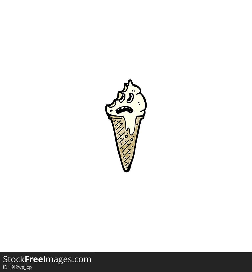 cartoon frightened ice cream cone