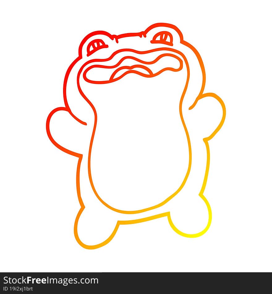 Warm Gradient Line Drawing Funny Cartoon Frog