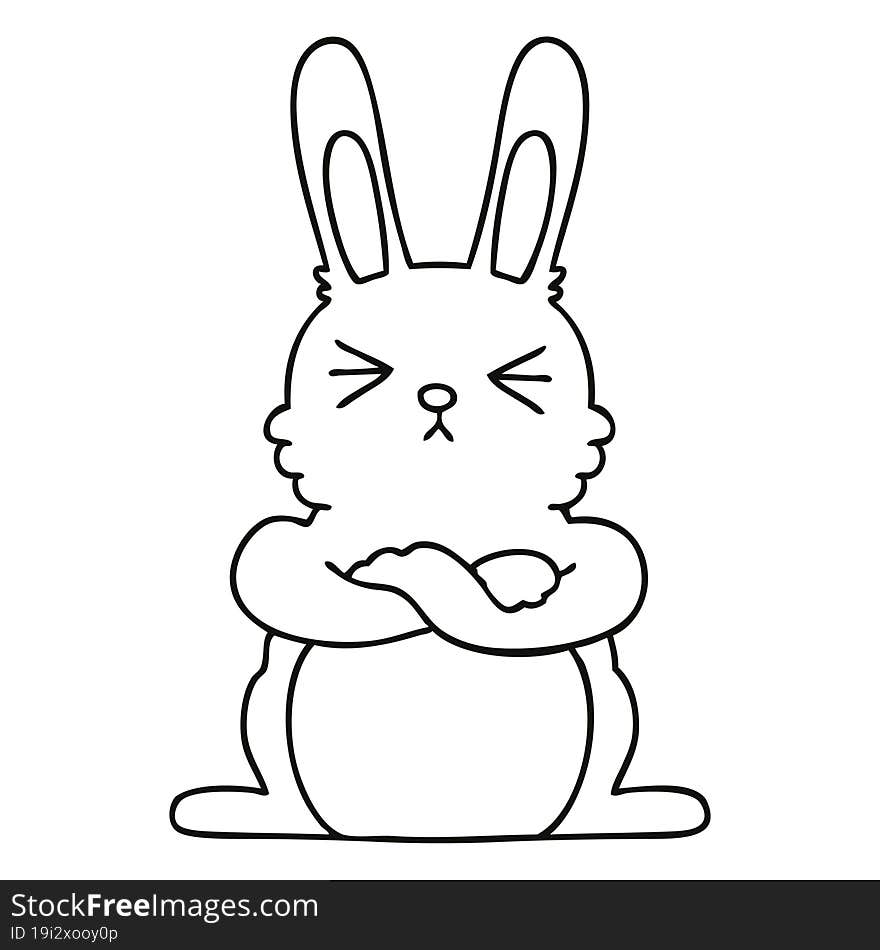 line drawing quirky cartoon rabbit. line drawing quirky cartoon rabbit