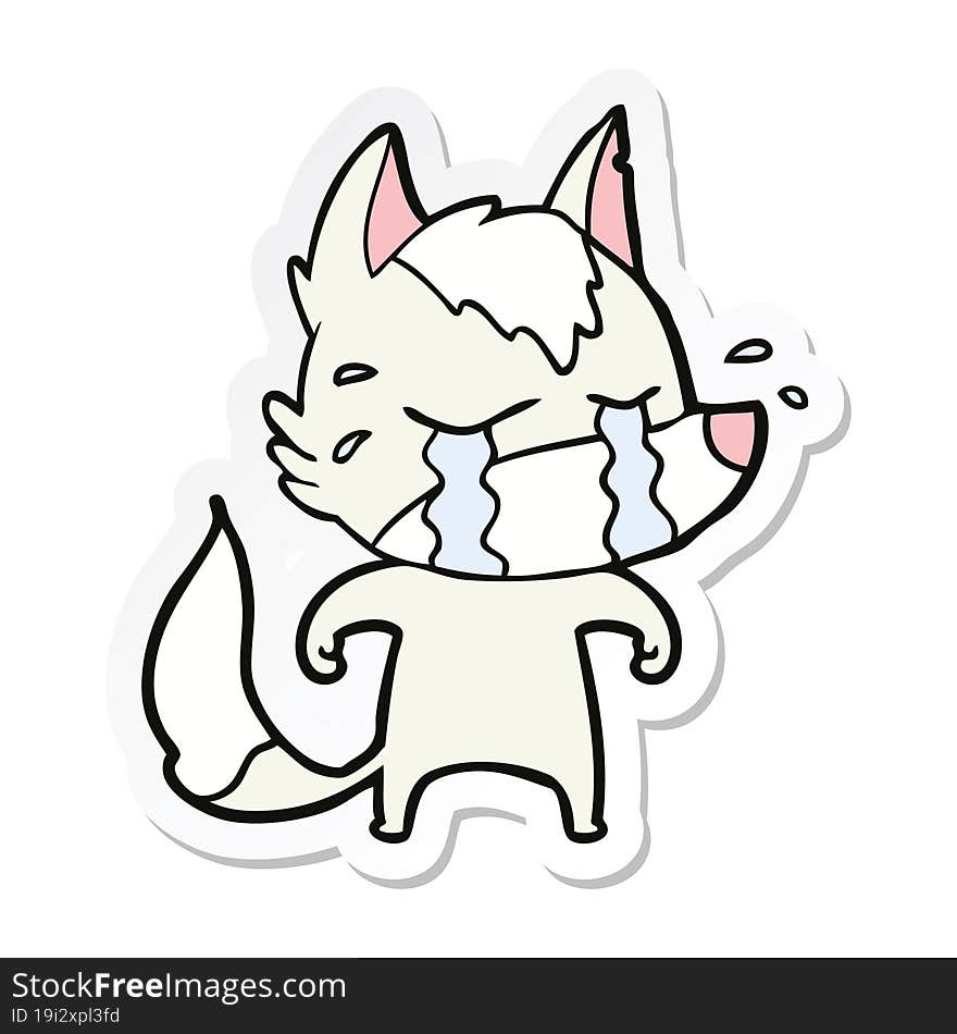 sticker of a cartoon crying wolf