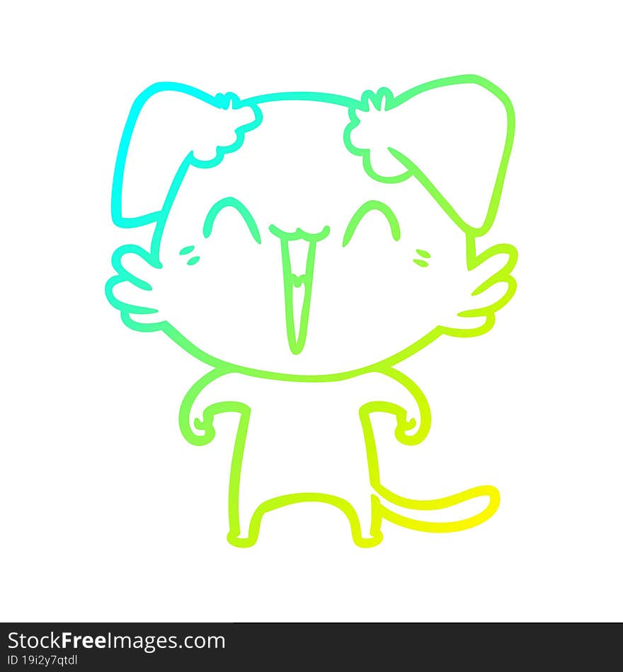 cold gradient line drawing happy little dog cartoon