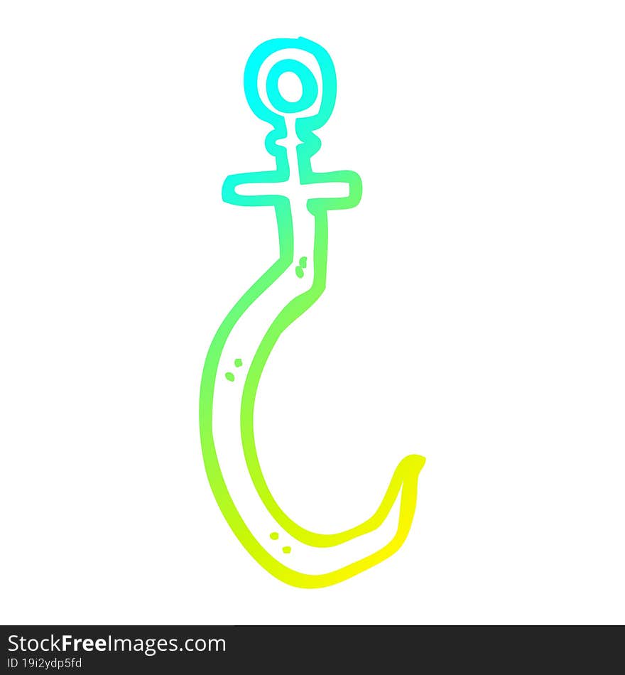 Cold Gradient Line Drawing Cartoon Fish Hook