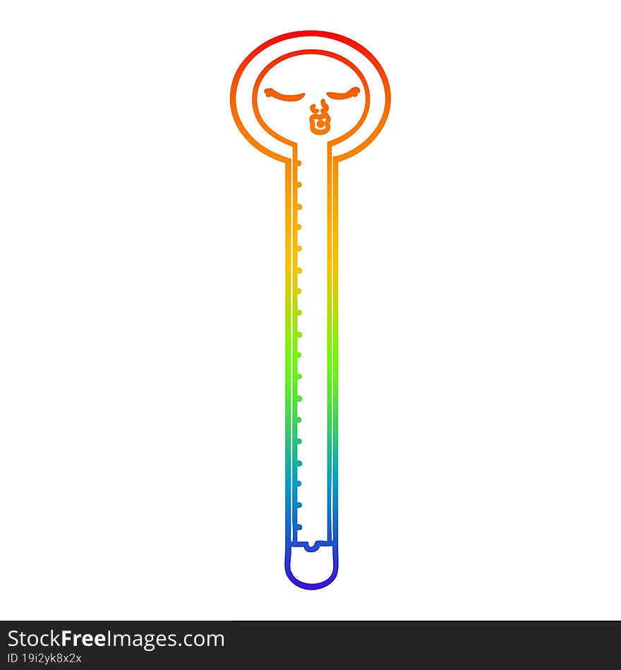 rainbow gradient line drawing cartoon thermometer