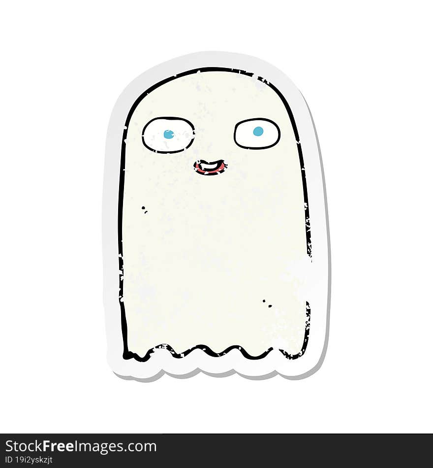 retro distressed sticker of a funny cartoon ghost