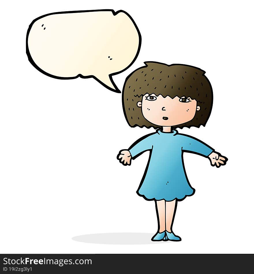 cartoon surprised woman with speech bubble