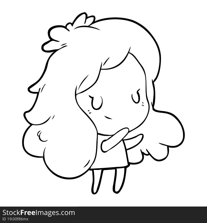 cute line drawing of a girl. cute line drawing of a girl