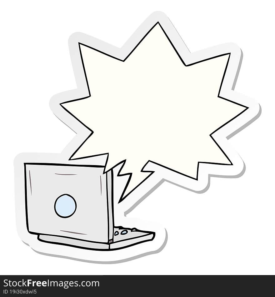 cartoon laptop computer and speech bubble sticker