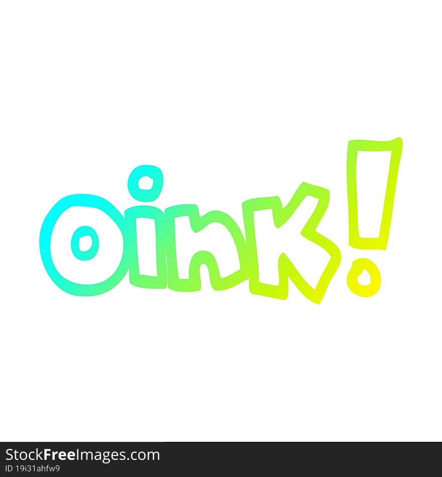 cold gradient line drawing cartoon word oink