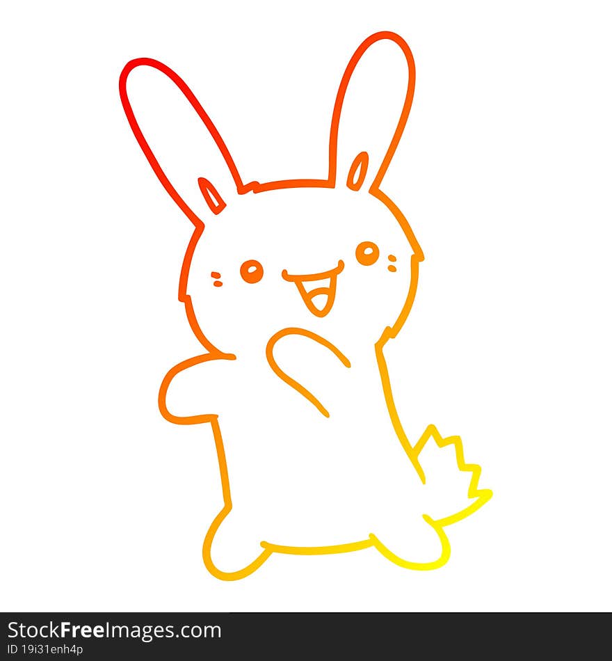 Warm Gradient Line Drawing Cartoon Rabbit