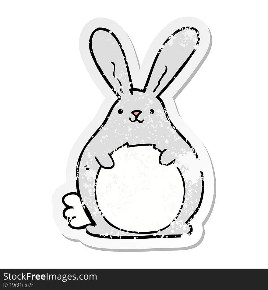 distressed sticker of a cartoon rabbit