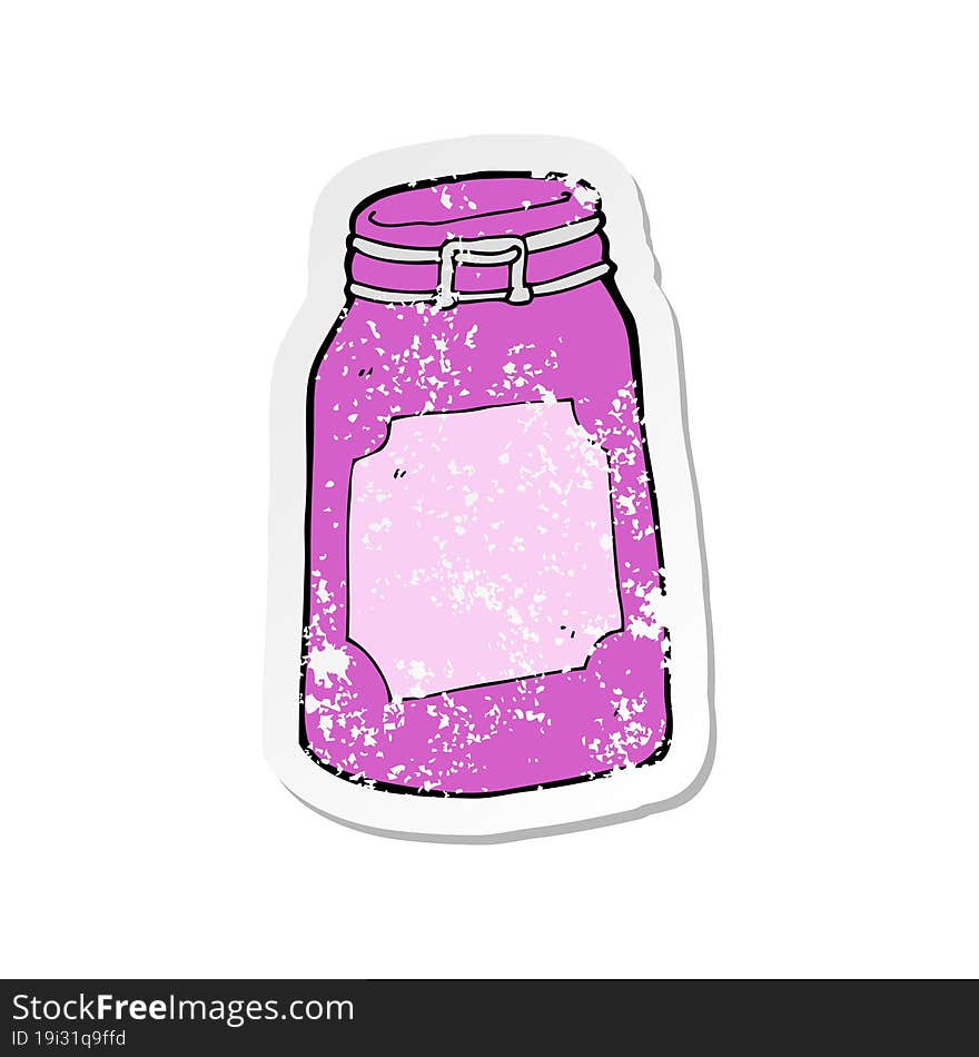 retro distressed sticker of a cartoon jar