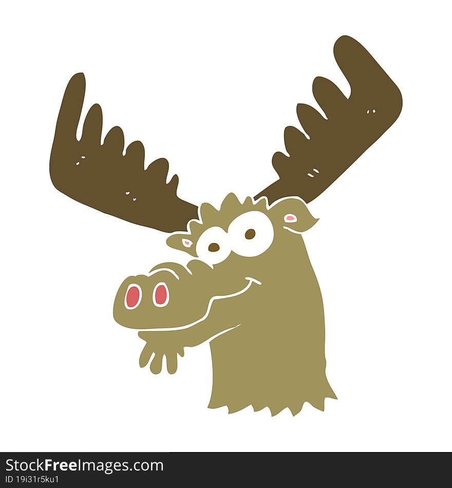 flat color illustration of a cartoon moose