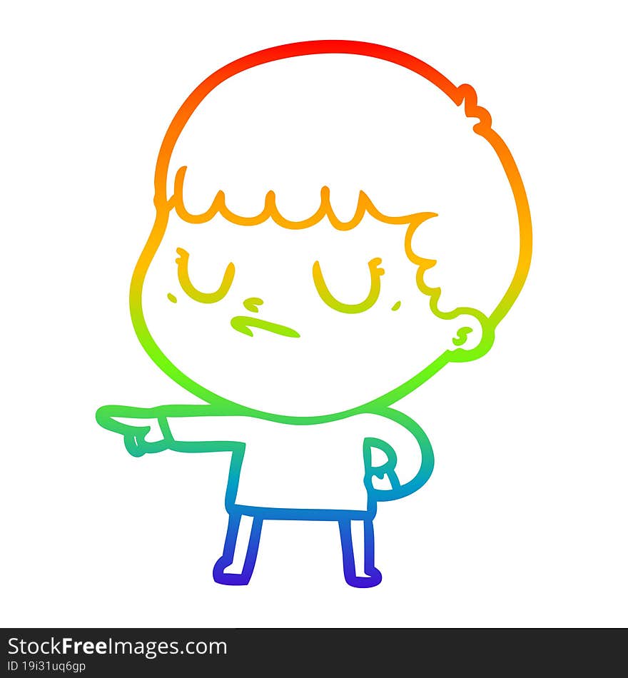 rainbow gradient line drawing cartoon grumpy boy