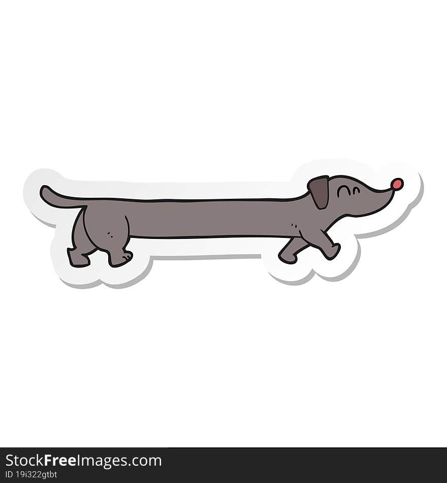 sticker of a cartoon dachshund