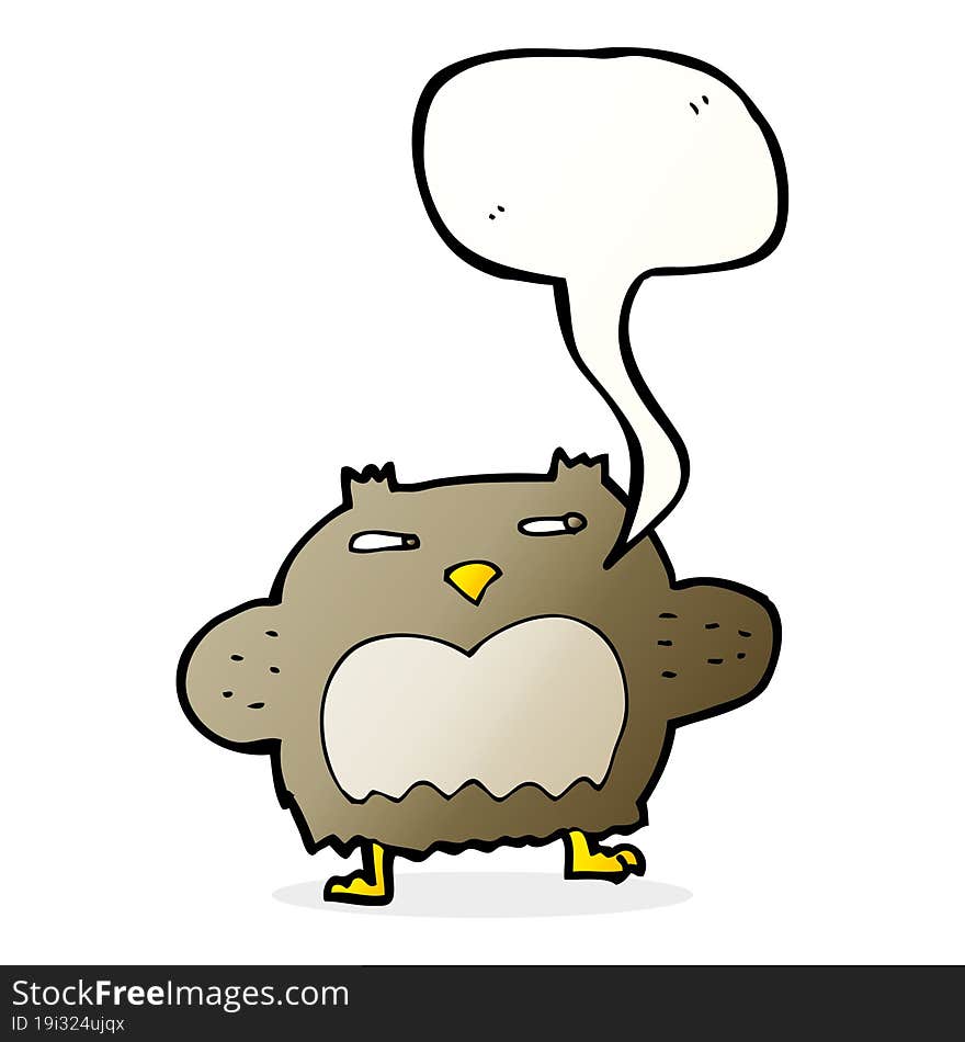 cartoon suspicious owl with speech bubble