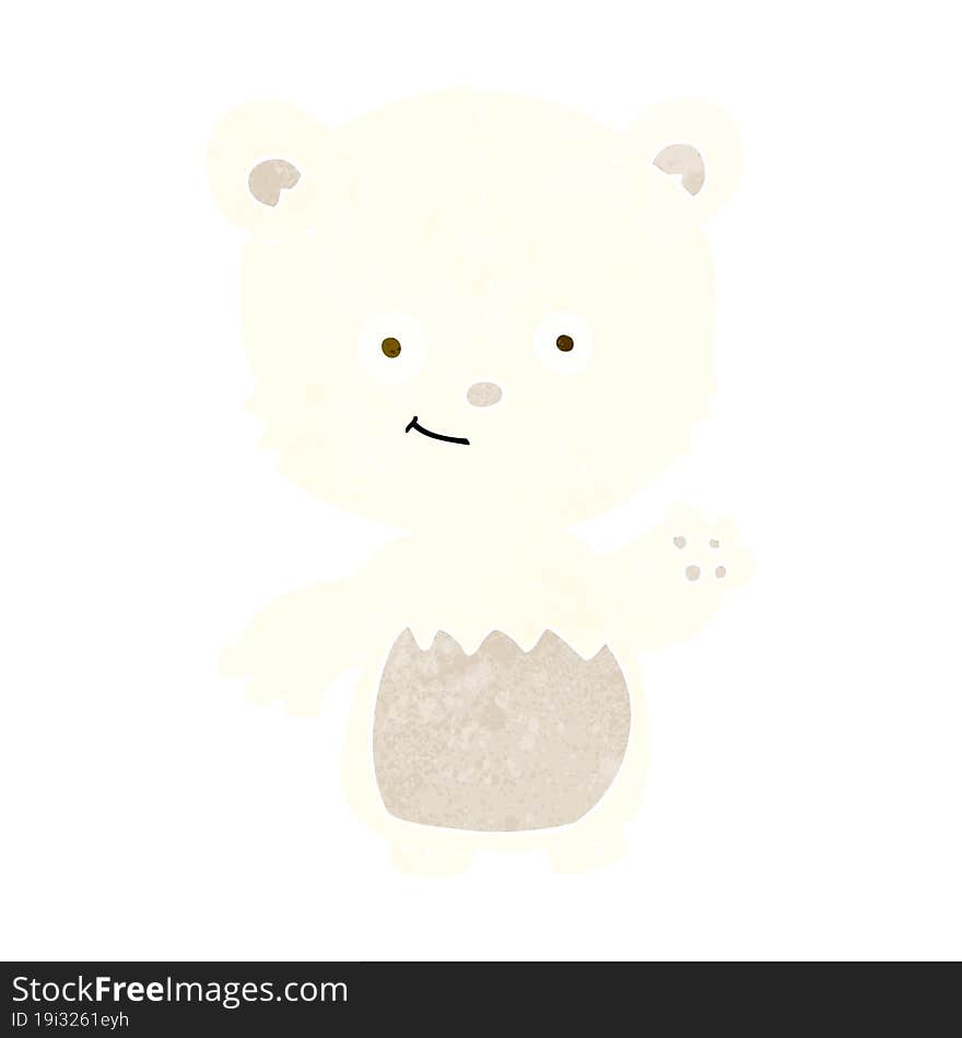 cartoon little polar bear waving