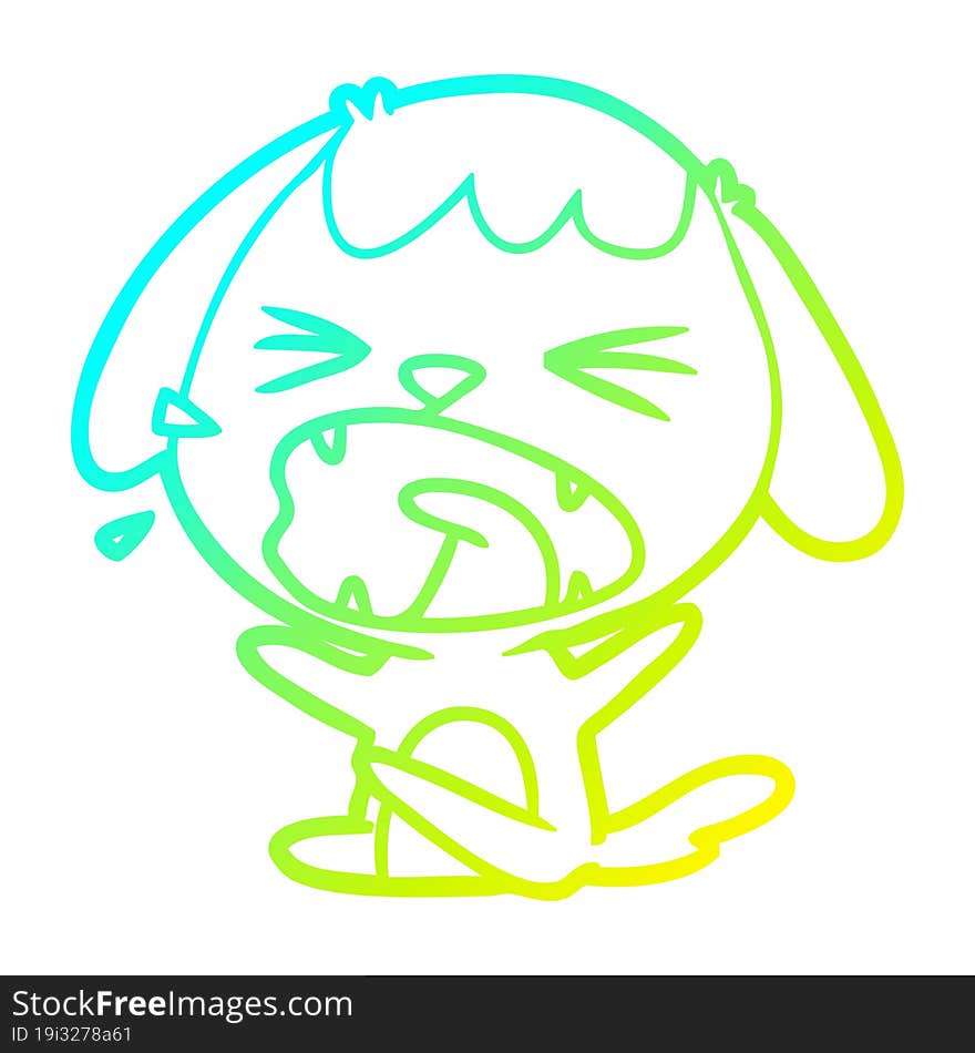 cold gradient line drawing of a cute cartoon dog barking