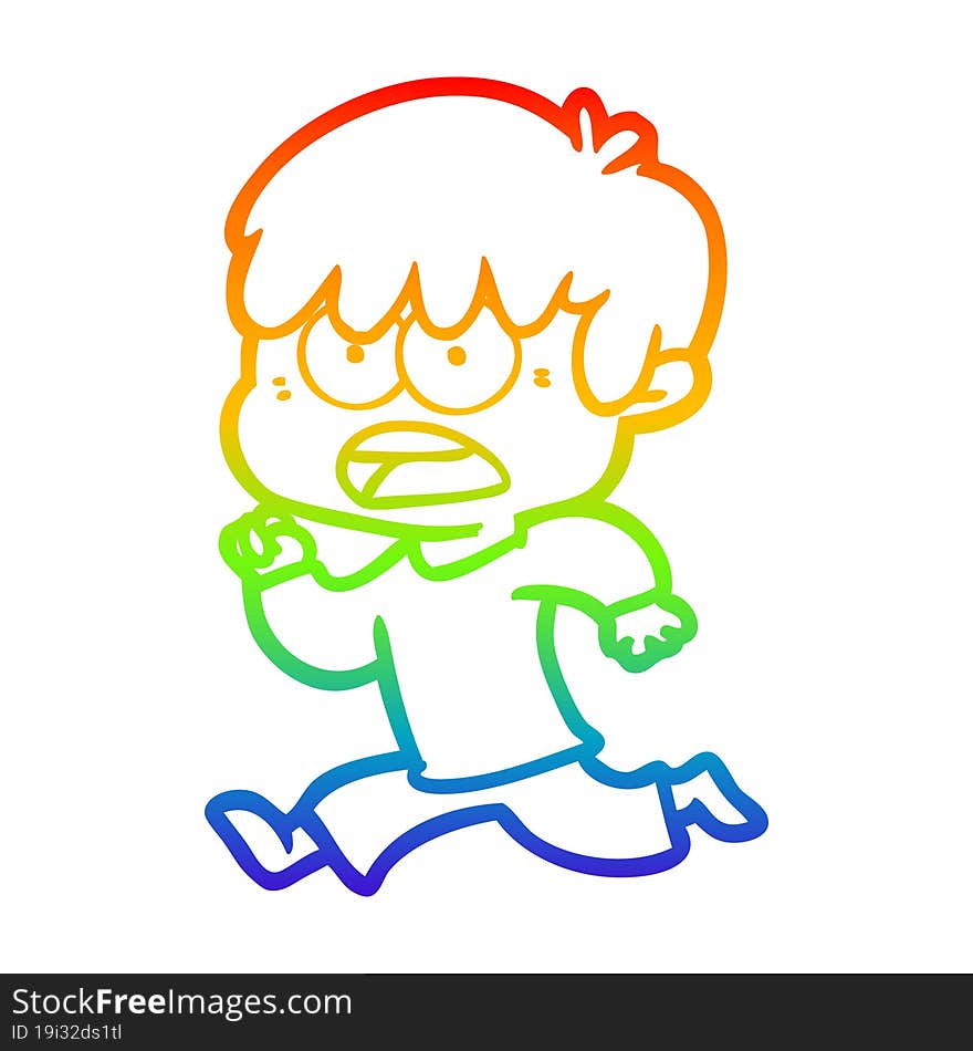 rainbow gradient line drawing worried cartoon boy