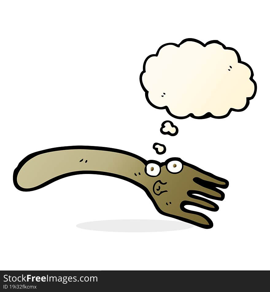 cartoon fork with thought bubble