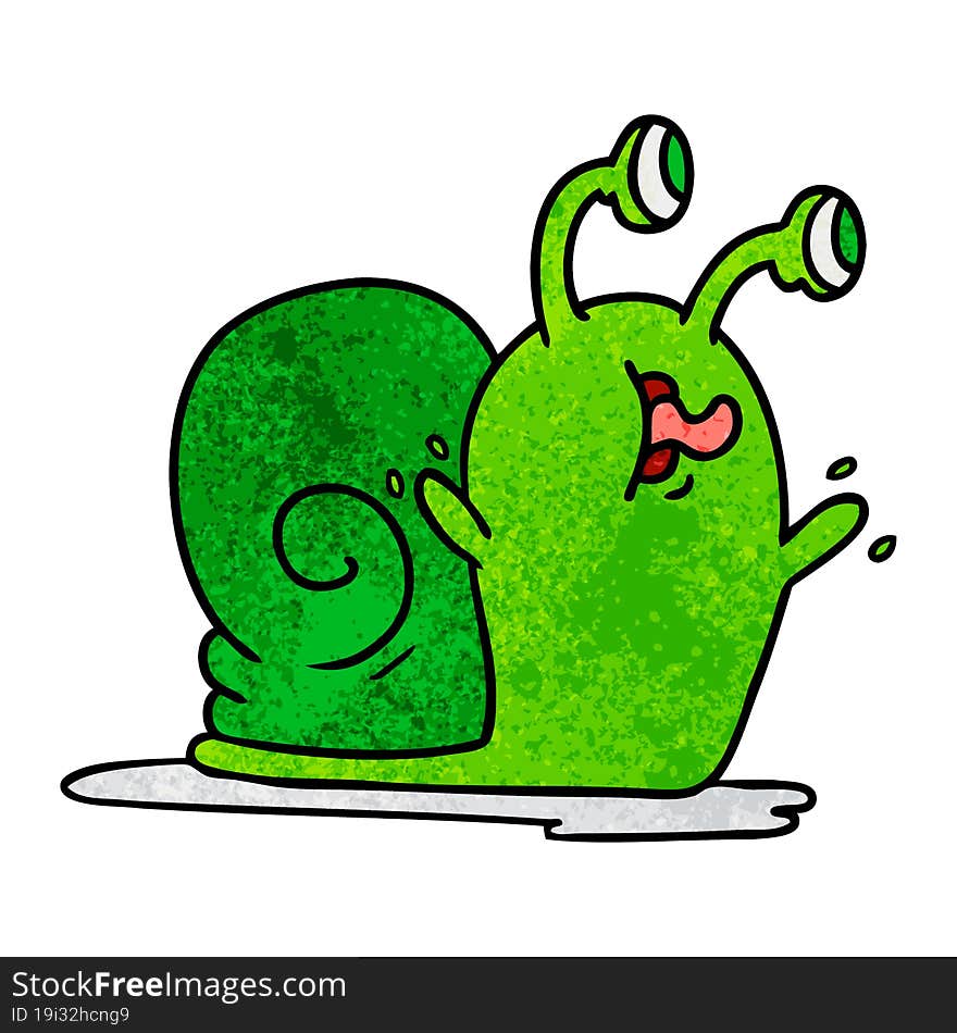 Textured Cartoon Of A Slimy Snail