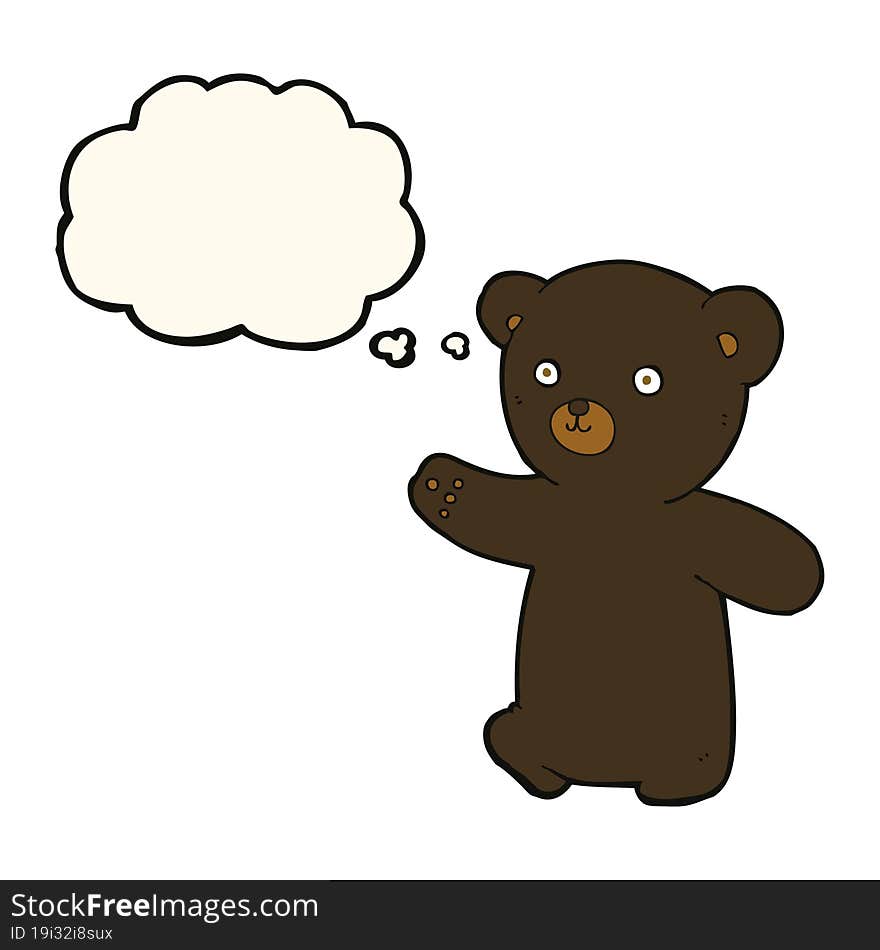 cartoon black bear cub with thought bubble