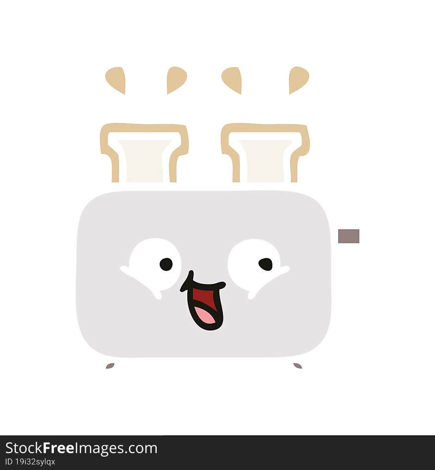 flat color retro cartoon of a toaster