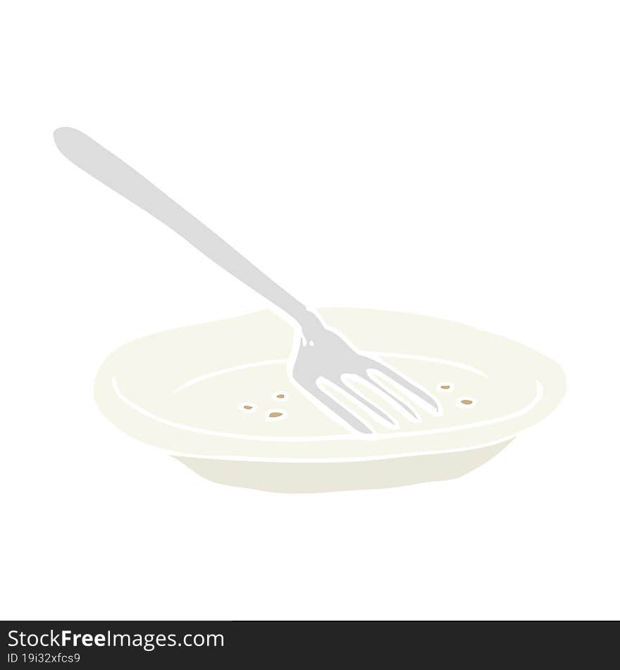 Flat Color Illustration Of A Cartoon Empty Plate