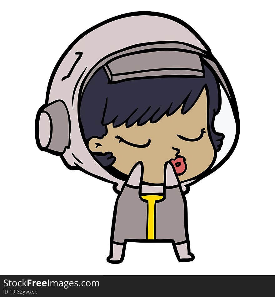 shy cartoon pretty astronaut girl. shy cartoon pretty astronaut girl