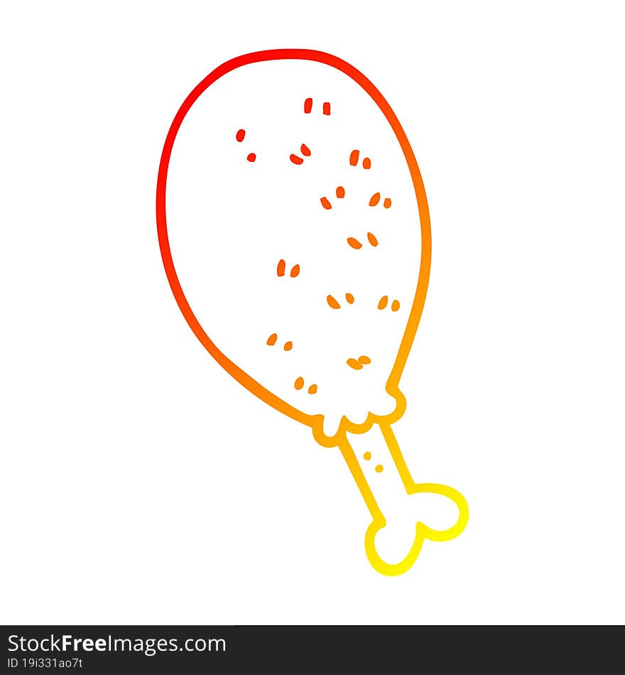 warm gradient line drawing cartoon cooked chicken leg