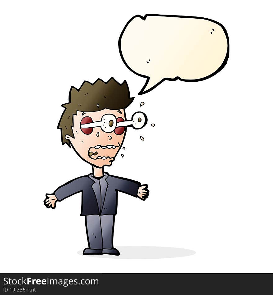 Cartoon Staring Man With Speech Bubble