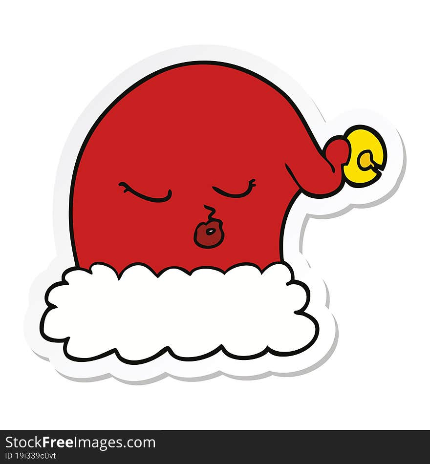 Sticker Of A Cartoon Christmas Santa Hat