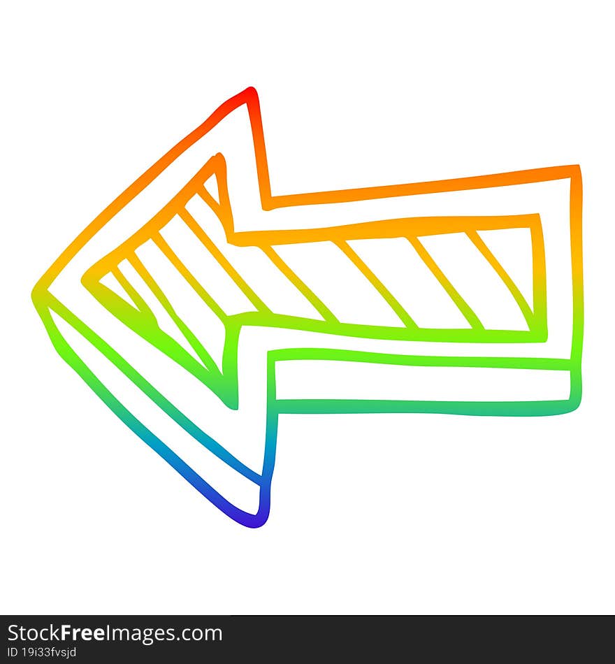 rainbow gradient line drawing cartoon directing arrow