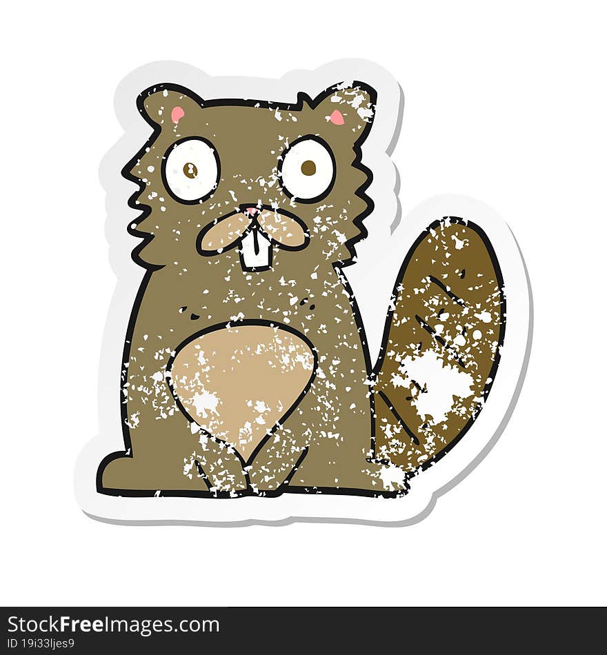 retro distressed sticker of a cartoon beaver