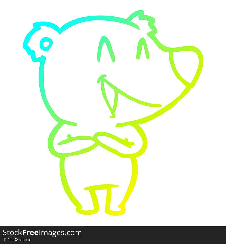 cold gradient line drawing laughing bear cartoon