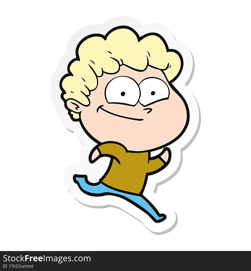 sticker of a cartoon happy man