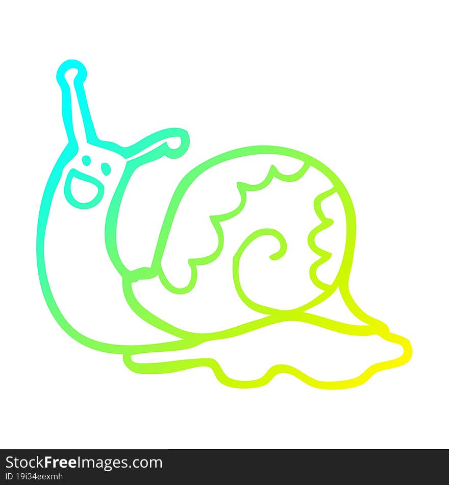 cold gradient line drawing of a cute cartoon snail