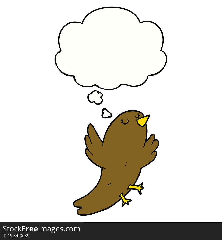 cartoon bird with thought bubble. cartoon bird with thought bubble