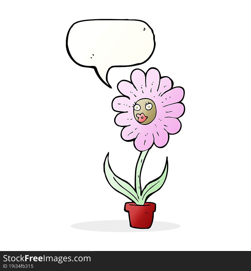 cartoon flower with speech bubble