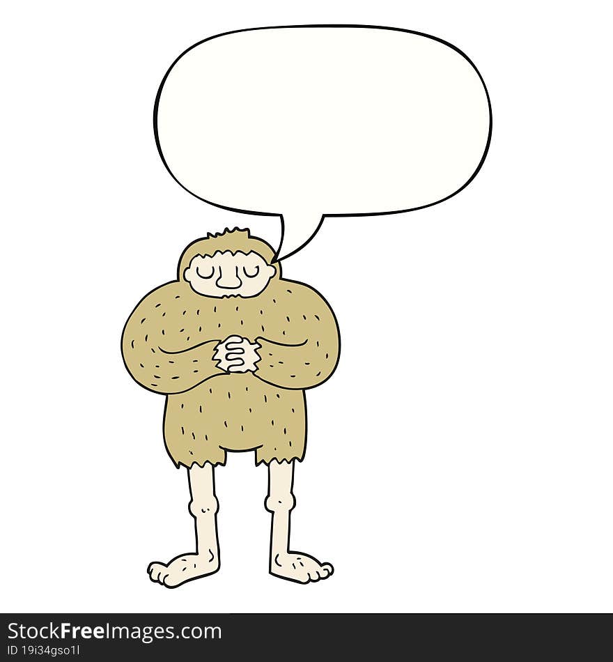 cartoon bigfoot and speech bubble