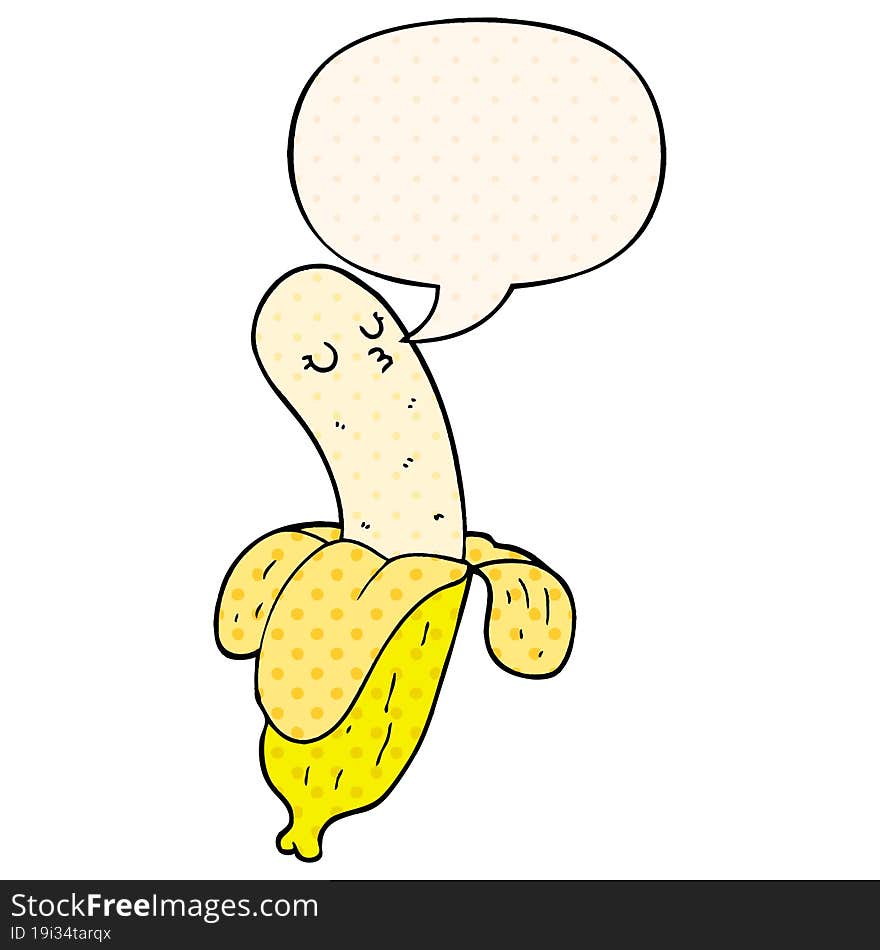 Cartoon Banana And Speech Bubble In Comic Book Style