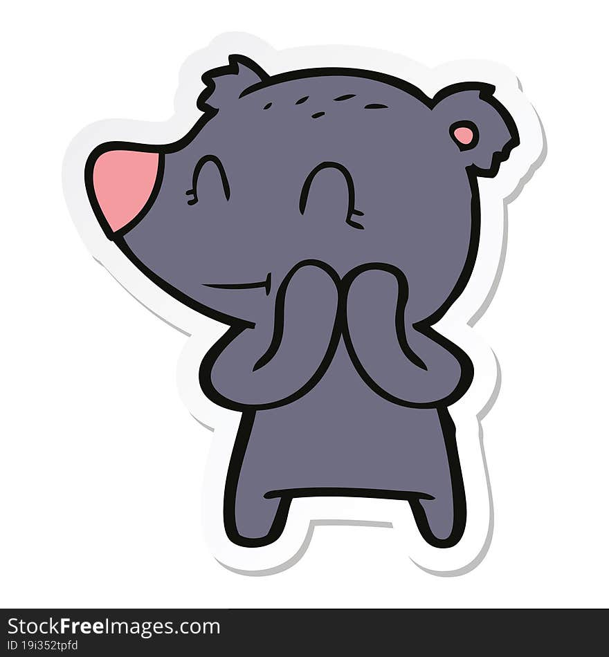 Sticker Of A Smiling Bear Cartoon