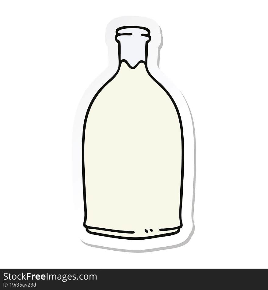 sticker of a quirky hand drawn cartoon milk bottle