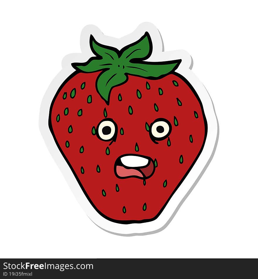 sticker of a cartoon strawberry