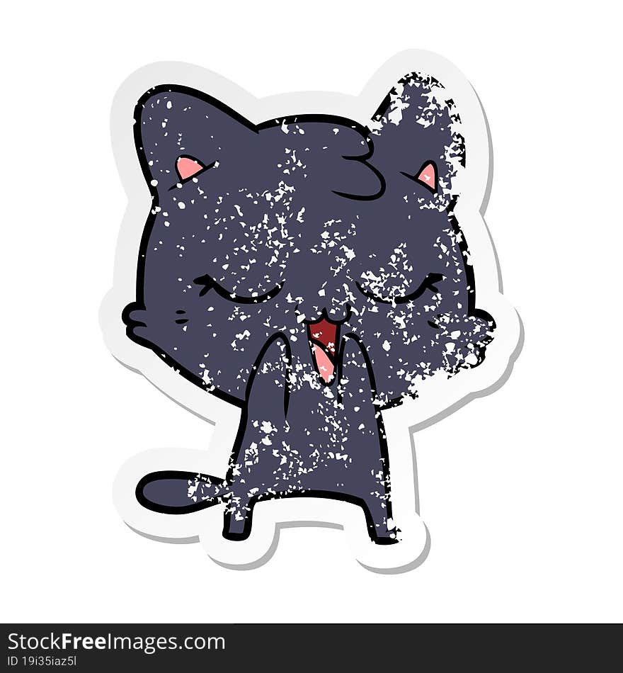 distressed sticker of a cartoon cat