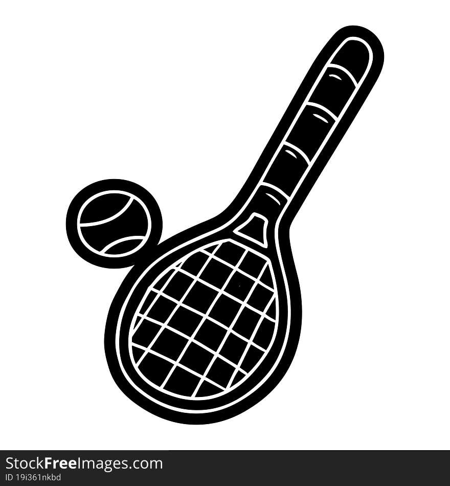 cartoon icon tennis racket and ball. cartoon icon tennis racket and ball