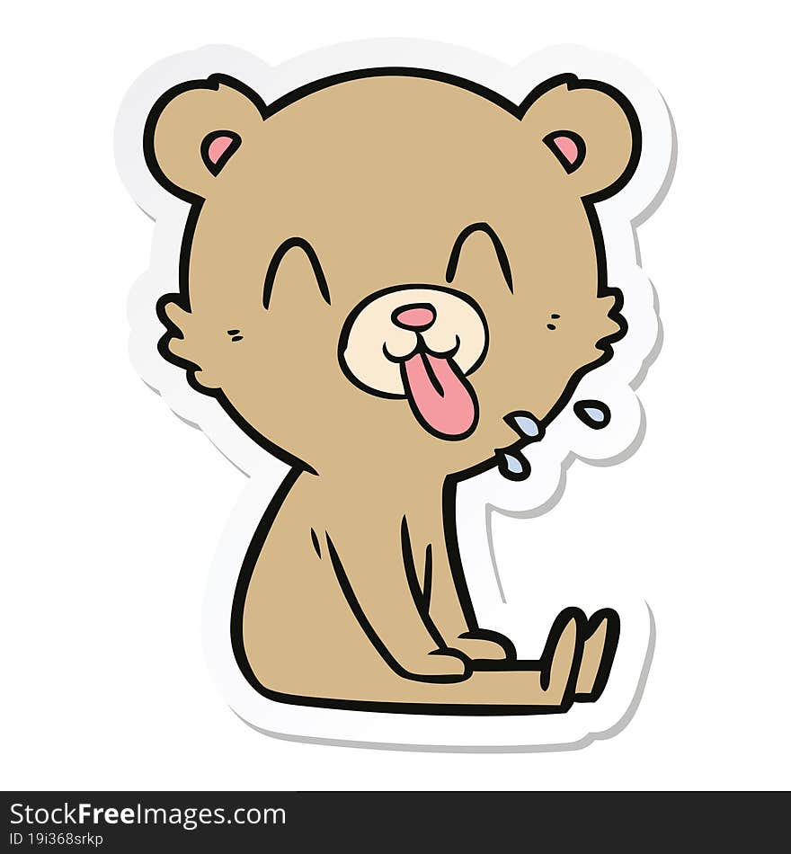 sticker of a rude cartoon bear