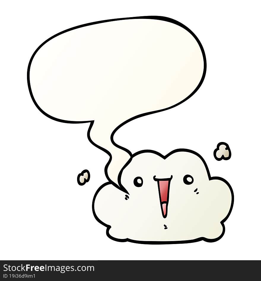 cute cartoon cloud and speech bubble in smooth gradient style